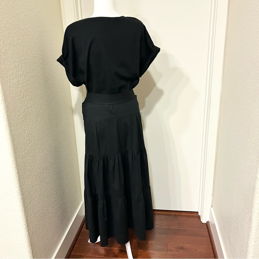VERONICA BEARD mixed media midi dress black side zipper size Large - Picture 9 of 13